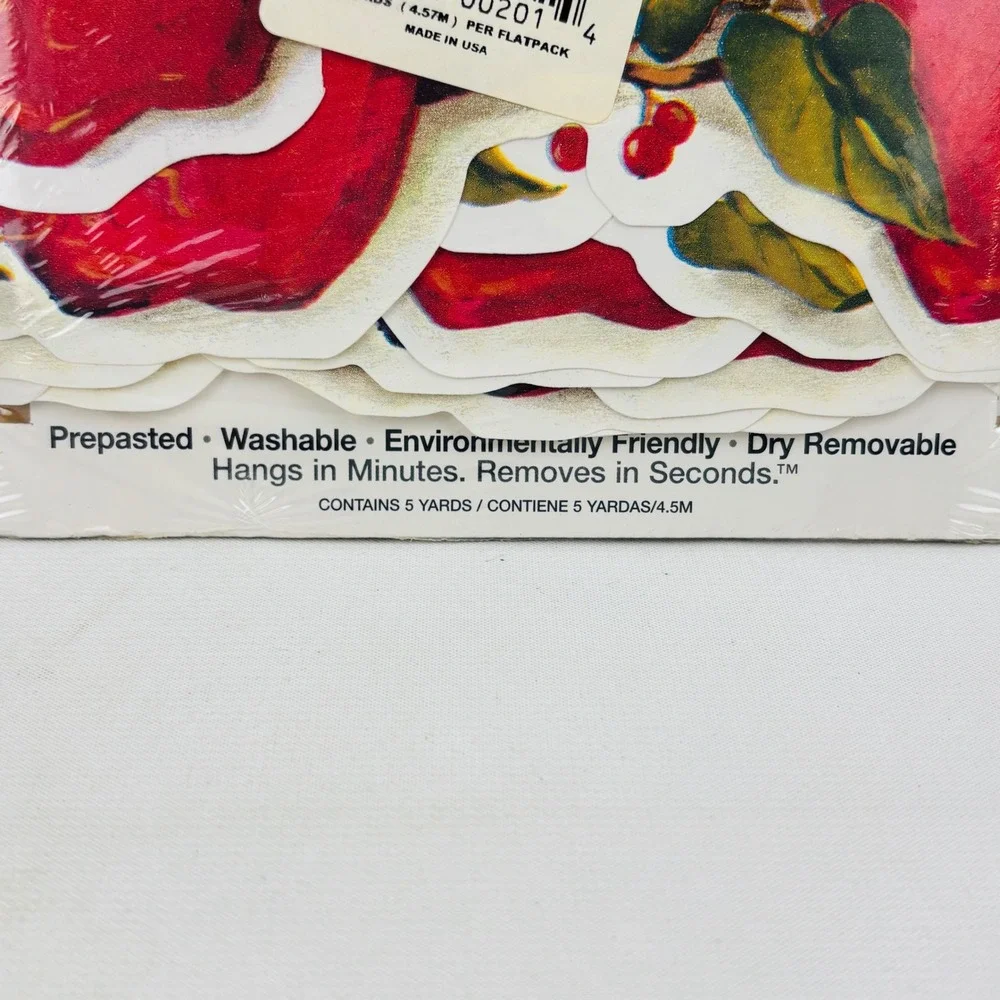 Quick & Easy Apple Garland Wallpaper Border Prepasted 5 Yards Red Green Cottage